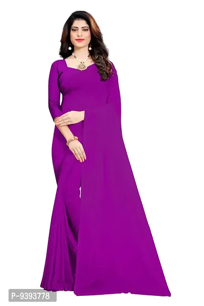 FANCY NINE light_purple Georgette Casual Wear Dyed Saree With Unstiched Blouse-thumb0