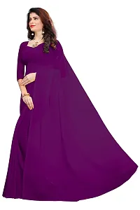 FANCYNINE Dark purple Georgette Casual Wear Dyed Saree With Unstiched Blouse-thumb1