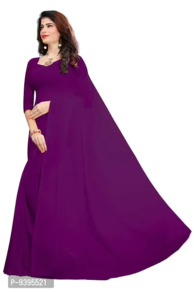 FANCYNINE Dark purple Georgette Casual Wear Dyed Saree With Unstiched Blouse-thumb2