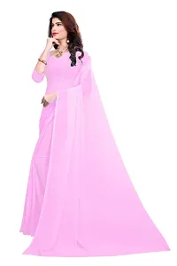 FANCY NINE light_baby_pink Georgette Casual Wear Dyed Saree With Unstiched Blouse-thumb1