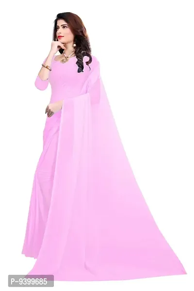 FANCY NINE light_baby_pink Georgette Casual Wear Dyed Saree With Unstiched Blouse-thumb2