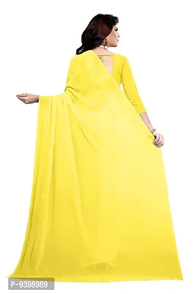 FANCY NINE light_yellow Georgette Casual Wear Dyed Saree With Unstiched Blouse-thumb3