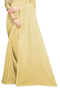 FANCY NINE Chiku Georgette Casual Wear Dyed Saree With Unstiched Blouse-thumb3