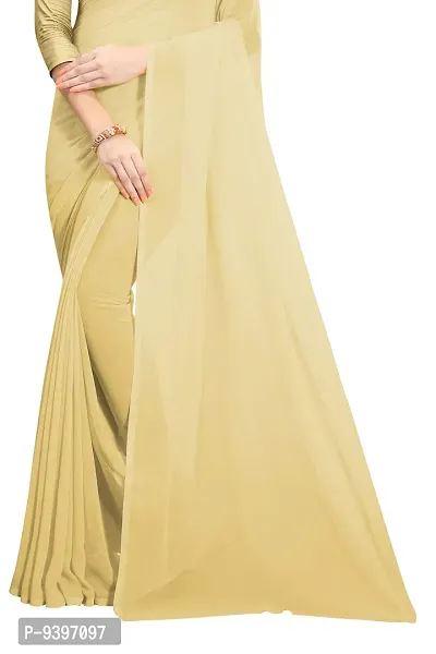 FANCY NINE Chiku Georgette Casual Wear Dyed Saree With Unstiched Blouse-thumb4