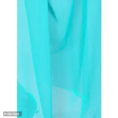 Turquoise Georgette Casual Wear Plain Dyed Saree With Unstitched Blouse-thumb4