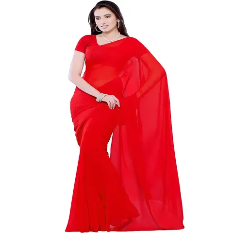 Georgette Casual Wear Dyed Saree With Unstitched Blouse