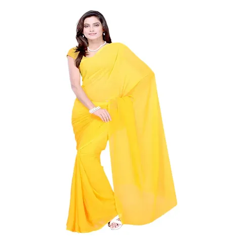 Attractive Solid Georgette Sarees with Blouse