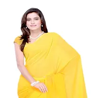 Gold Georgette Casual Wear Dyed Saree With Unstitched Blouse-thumb1