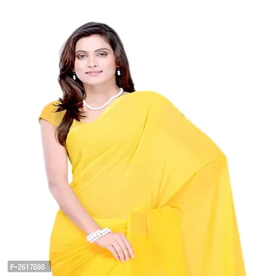 Gold Georgette Casual Wear Dyed Saree With Unstitched Blouse-thumb2