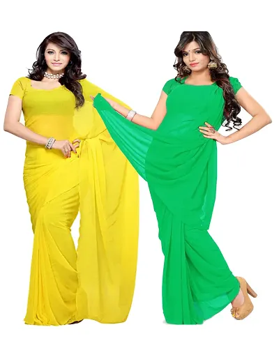 Combo of 2 Georgette Dyed Sarees