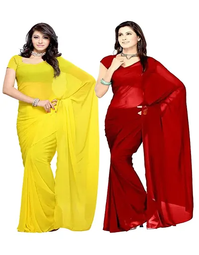 Georgette Dyed Saree With Unstitched Blouse