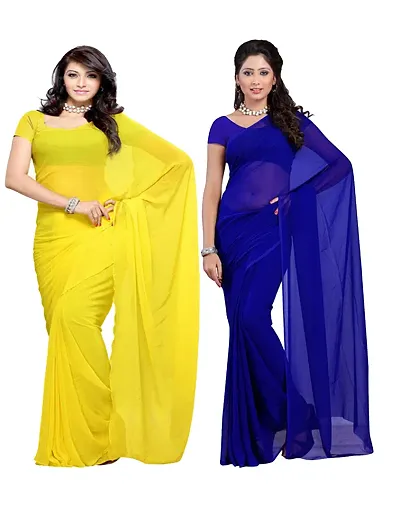 Georgette Dyed Saree With Unstitched Bouse