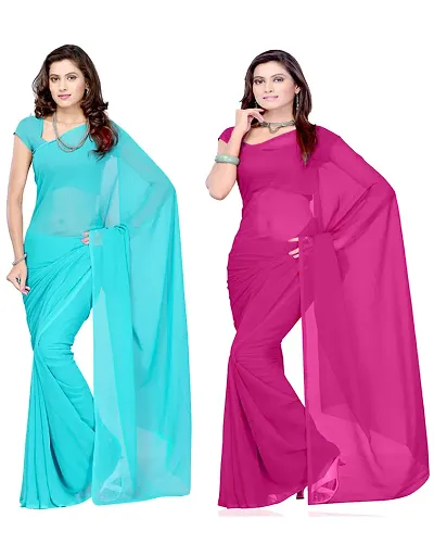 Combo of 2 Georgette Dyed Sarees