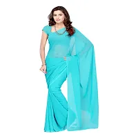 Combo of 2 Sarees  Medium turquoise  Medium violet Georgette Dyed Saree with unstiched blouse-thumb1