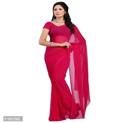 Combo of 2 Sarees  Medium turquoise  Tomato Georgette Dyed Saree with unstiched blouse-thumb3