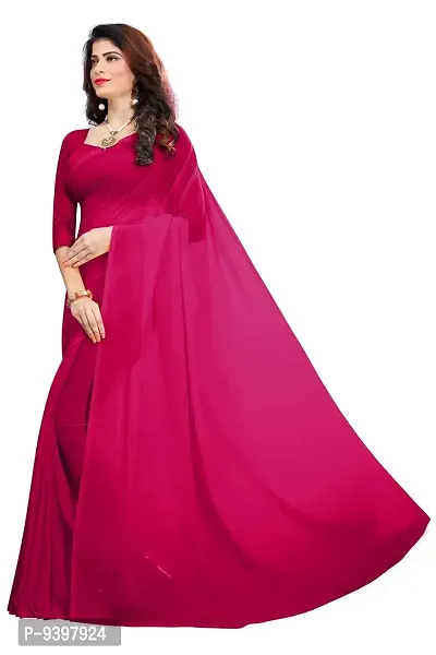 FANCY NINE Dark_pink Georgette Casual Wear Dyed Saree With Unstiched Blouse-thumb2