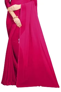 FANCY NINE Dark_pink Georgette Casual Wear Dyed Saree With Unstiched Blouse-thumb3