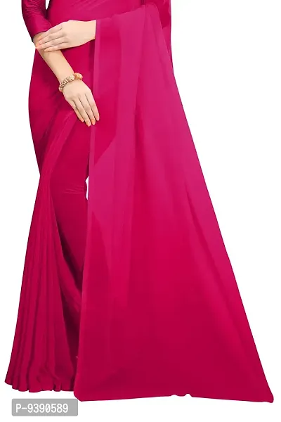 FANCY NINE Dark_pink Georgette Casual Wear Dyed Saree With Unstiched Blouse-thumb4