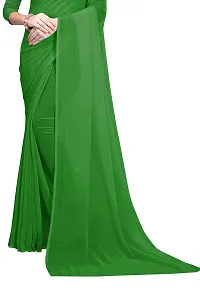 FANCY NINE Green Georgette Casual Wear Dyed Saree With Unstiched Blouse-thumb3