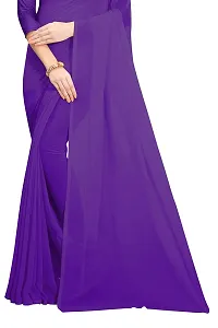 FANCY NINE Purple Georgette Casual Wear Dyed Saree With Unstiched Blouse-thumb3