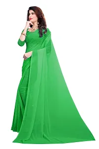 FANCY NINE light_green Georgette Casual Wear Dyed Saree With Unstiched Blouse-thumb1