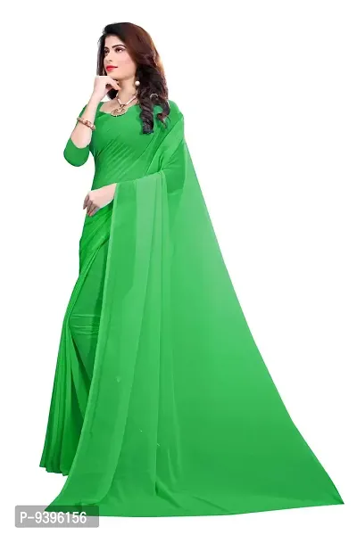 FANCY NINE light_green Georgette Casual Wear Dyed Saree With Unstiched Blouse-thumb2