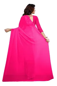 FANCY NINE Dark_baby_pink Georgette Casual Wear Dyed Saree With Unstiched Blouse-thumb2