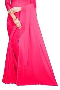 FANCY NINE Pink Georgette Casual Wear Dyed Saree With Unstiched Blouse-thumb3