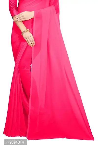 FANCY NINE Pink Georgette Casual Wear Dyed Saree With Unstiched Blouse-thumb4