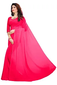 FANCY NINE Pink Georgette Casual Wear Dyed Saree With Unstiched Blouse-thumb1