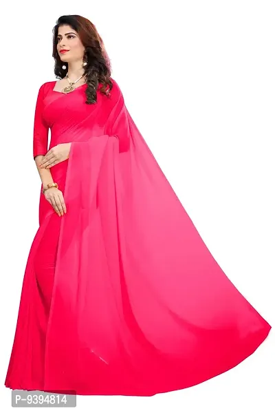 FANCY NINE Pink Georgette Casual Wear Dyed Saree With Unstiched Blouse-thumb2