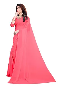 FANCY NINE Baby_pink Georgette Casual Wear Dyed Saree With Unstiched Blouse-thumb1