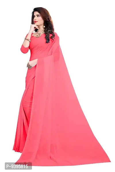 FANCY NINE Baby_pink Georgette Casual Wear Dyed Saree With Unstiched Blouse-thumb2