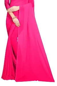 FANCYNINE Dark dark pink Georgette CasuaWear Dyed Saree With Unstiched Blouse-thumb1