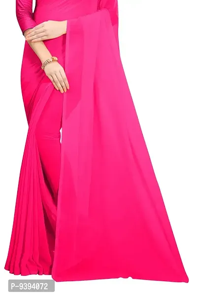 FANCYNINE Dark dark pink Georgette CasuaWear Dyed Saree With Unstiched Blouse-thumb2