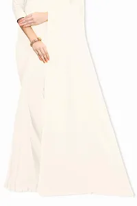 FANCY NINE White Georgette Casual Wear Dyed Saree With Unstiched Blouse-thumb3