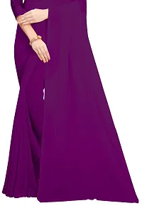 FANCYNINE Dark purple Georgette Casual Wear Dyed Saree With Unstiched Blouse-thumb3