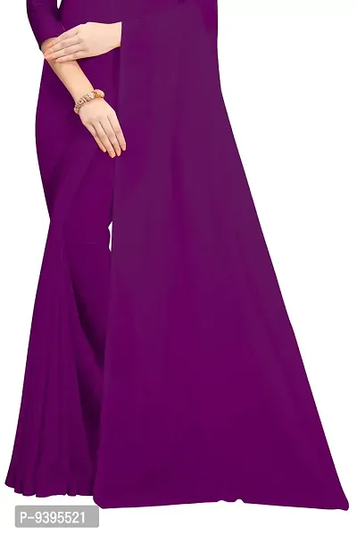 FANCYNINE Dark purple Georgette Casual Wear Dyed Saree With Unstiched Blouse-thumb4