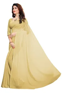 FANCY NINE Chiku Georgette Casual Wear Dyed Saree With Unstiched Blouse-thumb1