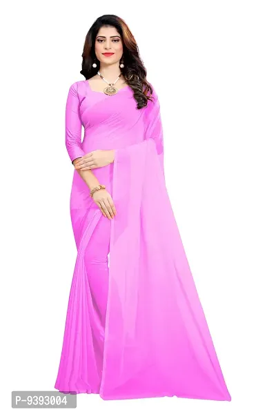 FANCYNINE Women's Georgette Casual Wear Dyed Saree with Blouse (FS279FS601, Pink)