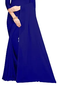 FANCY NINE Blue Georgette Casual Wear Dyed Saree With Unstiched Blouse-thumb3