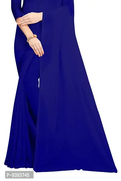 FANCY NINE Blue Georgette Casual Wear Dyed Saree With Unstiched Blouse-thumb4