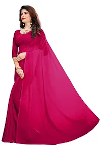 FANCY NINE Dark_pink Georgette Casual Wear Dyed Saree With Unstiched Blouse-thumb1