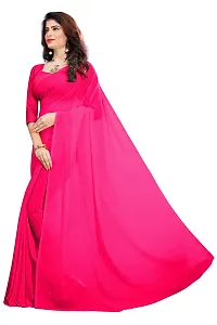 FANCYNINE Dark dark pink Georgette CasuaWear Dyed Saree With Unstiched Blouse-thumb3