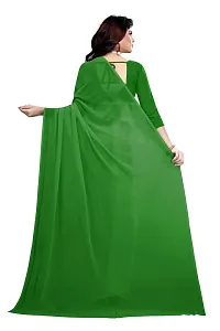 FANCY NINE Green Georgette Casual Wear Dyed Saree With Unstiched Blouse-thumb2