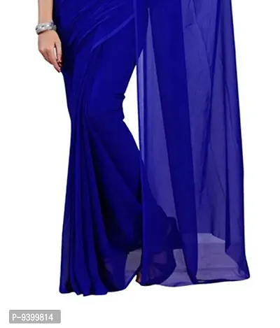 FANCYNINE Women's Plain Weave Georgette Saree With Blouse Piece (1S2592S195_Blue)-thumb3