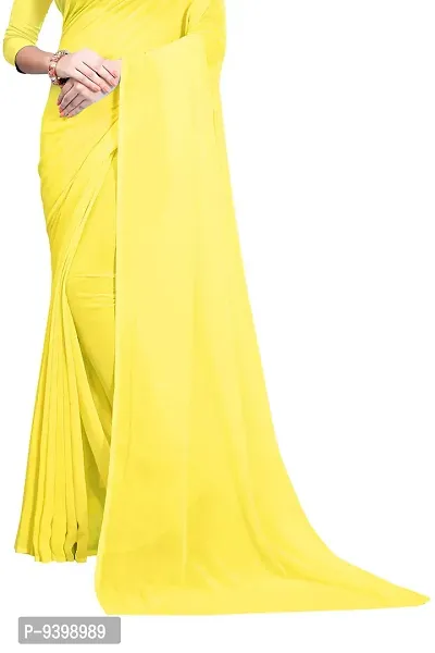 FANCY NINE light_yellow Georgette Casual Wear Dyed Saree With Unstiched Blouse-thumb4