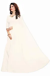 FANCY NINE White Georgette Casual Wear Dyed Saree With Unstiched Blouse-thumb1