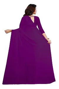 FANCY NINE Dark_purple Georgette Casual Wear Dyed Saree With Unstiched Blouse-thumb2