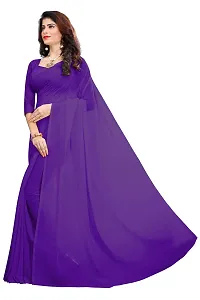 FANCY NINE Purple Georgette Casual Wear Dyed Saree With Unstiched Blouse-thumb1